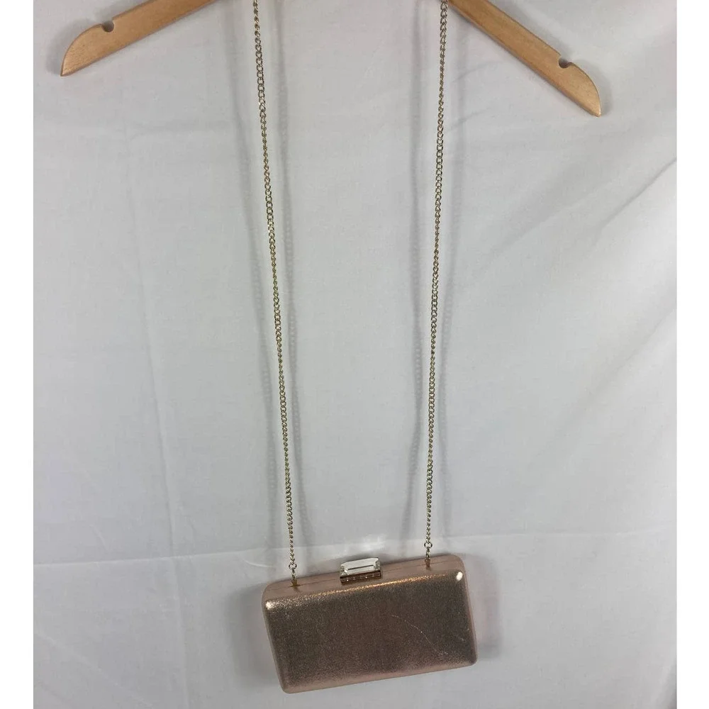 Nordstrom Pink and Gold Dress Clutch with removable cross strap
